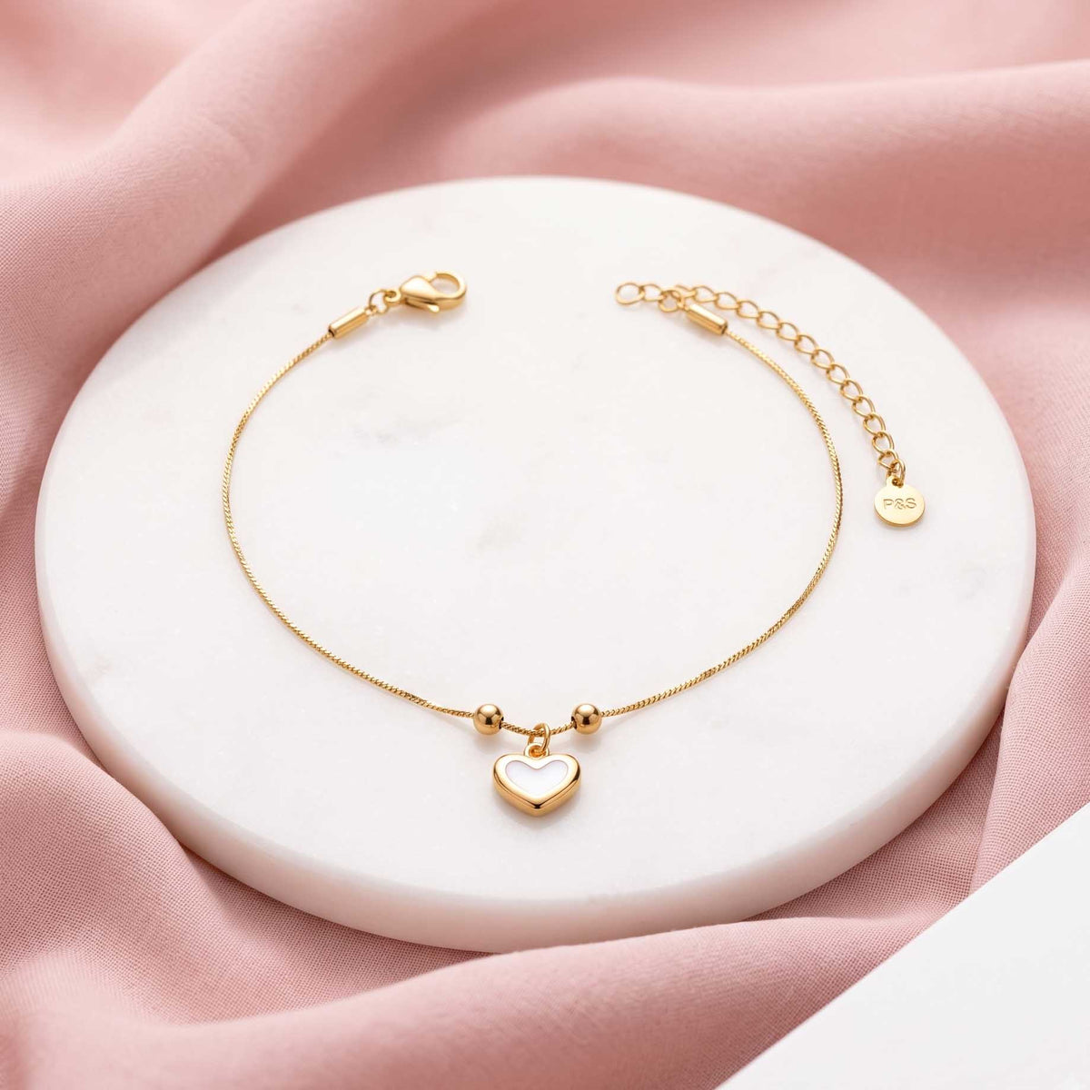Heartly White Single Anklet
