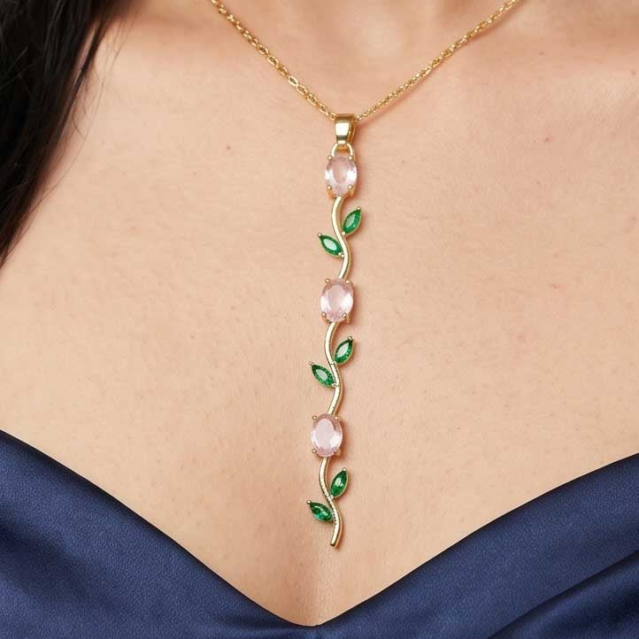 Tulip Green Pink Necklace