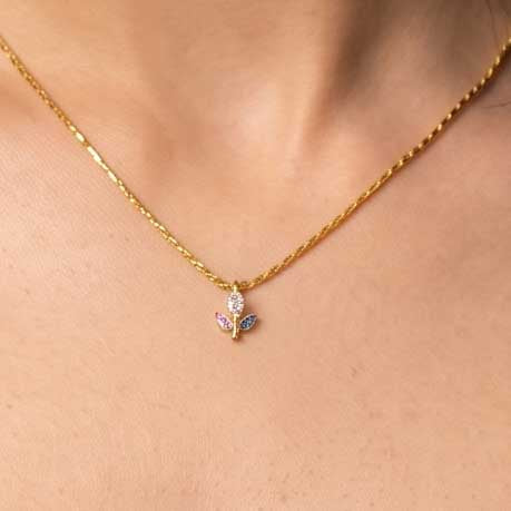 Tulip Minimal Necklace with Earrings