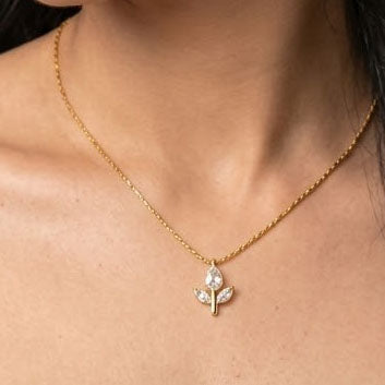 White Tulip Necklace with Earrings Close up
